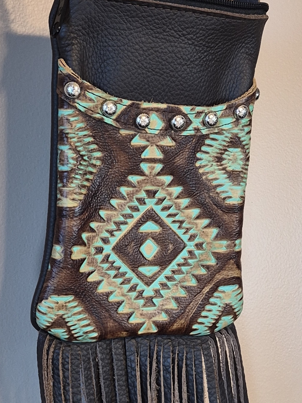 Custom Made/One Of A Kind Style Leather Fringed Hip Clip/ Crossbody Bag - Picture 5 of 10
